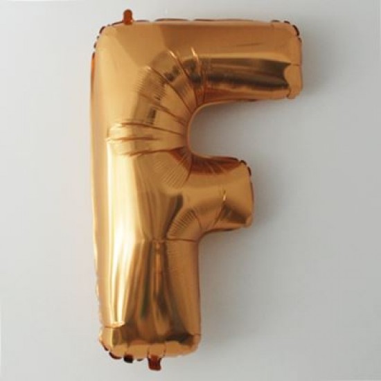 F Harfi Altın Renkli Büyük Boy Folyo Balon 90 Cm
