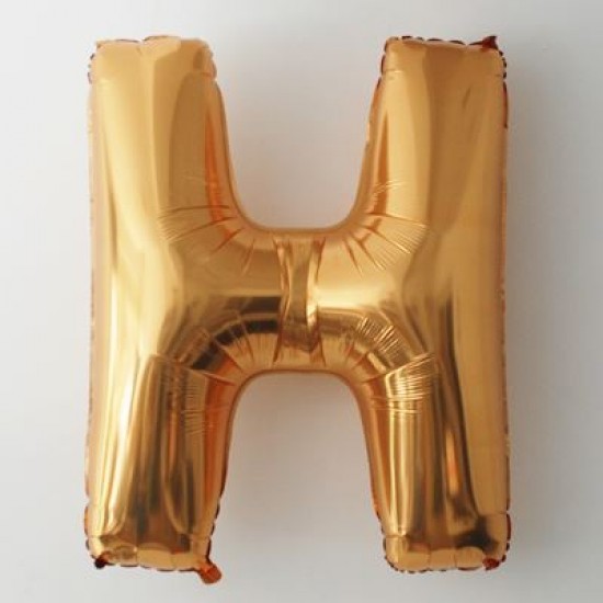 H Harfi Altın Renkli Büyük Boy Folyo Balon 90 Cm