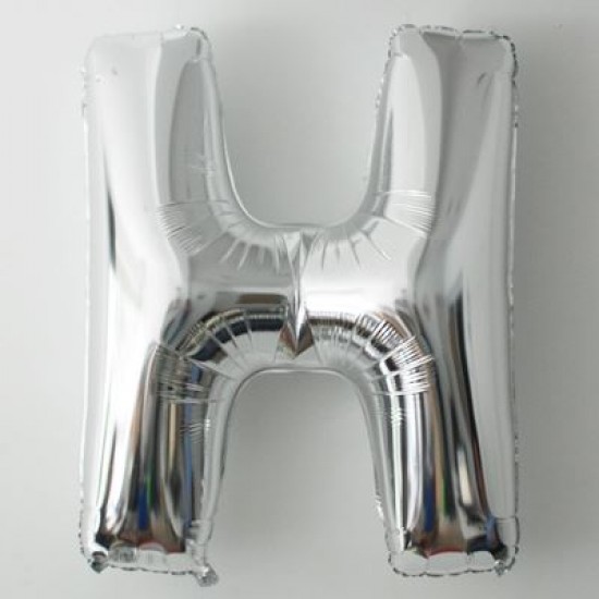 H Harfi Gümüş Renkli Büyük Boy Folyo Balon 90 Cm