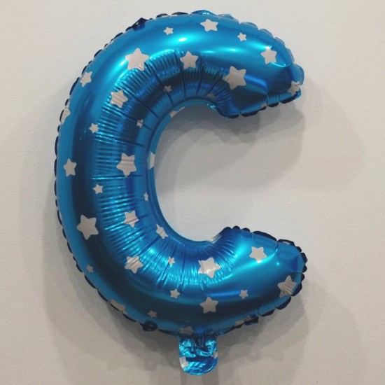 Harf Balon Yıldızlı Mavi Renk Folyo Balon 35 cm