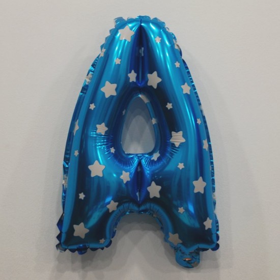 Harf Balon Yıldızlı Mavi Renk Folyo Balon 35 cm