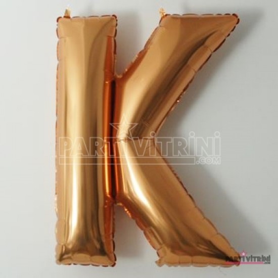 K Harfi Altın Renkli Büyük Boy Folyo Balon 90 Cm