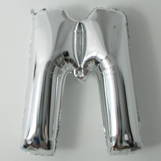 M Harfi Gümüş Renkli Büyük Boy Folyo Balon 90 Cm