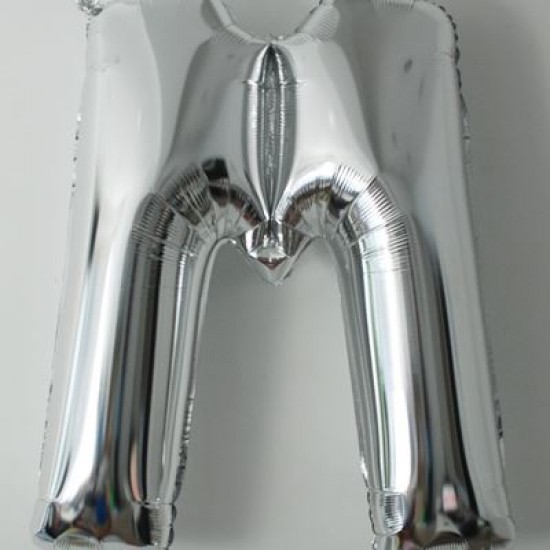 M Harfi Gümüş Renkli Büyük Boy Folyo Balon 90 Cm