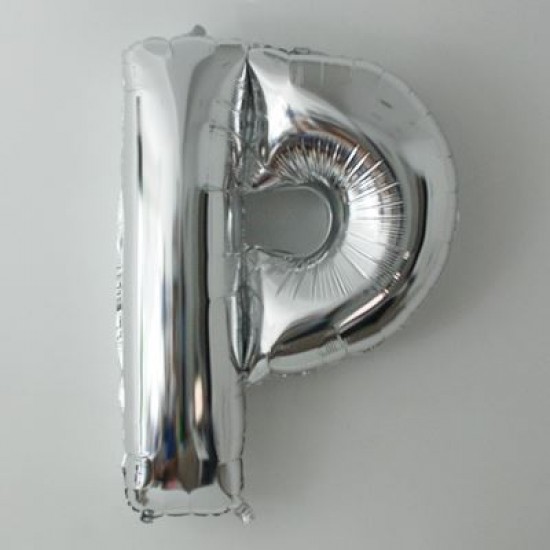 P Harfi Gümüş Renkli Büyük Boy Folyo Balon 90 Cm