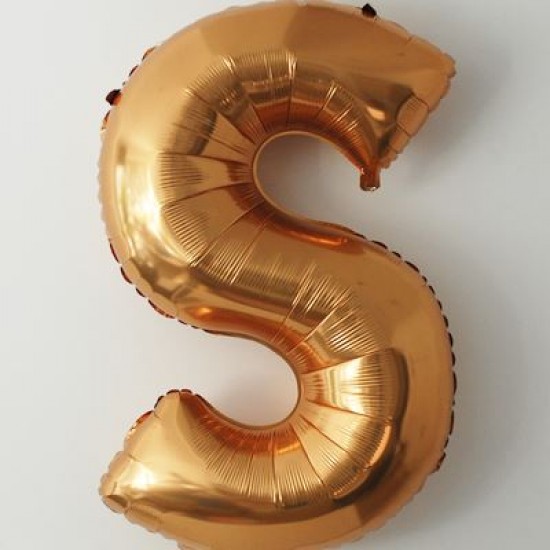 S Harfi Altın Renkli Büyük Boy Folyo Balon 90 Cm