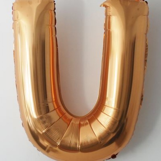 U Harfi Altın Renkli Büyük Boy Folyo Balon 90 Cm