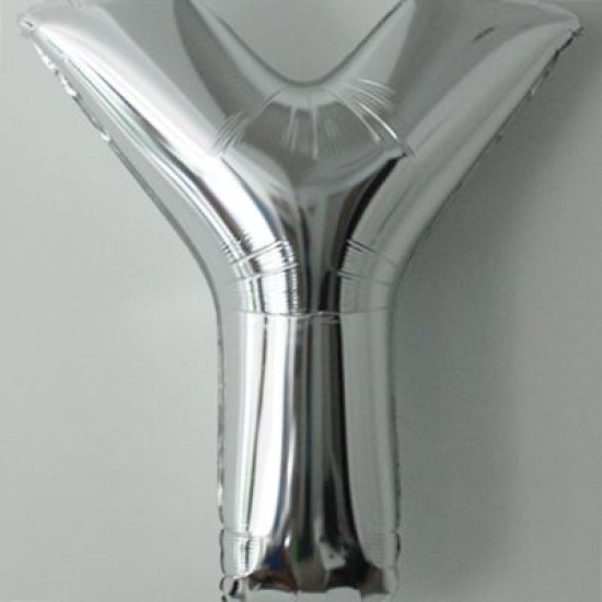 Y Harfi Gümüş Renkli Büyük Boy Folyo Balon 90 Cm