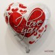 Beyaz Metalik I Love You Kalp Folyo Balon 18"