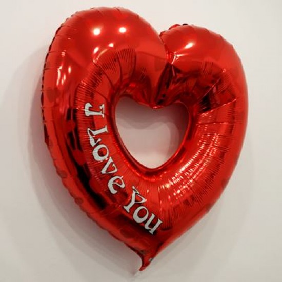 I Love You Ortası Açık Kalp Folyo Balon 80X75 cm