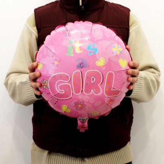It's a Girl Pembe Yuvarlak Folyo Balon 18"