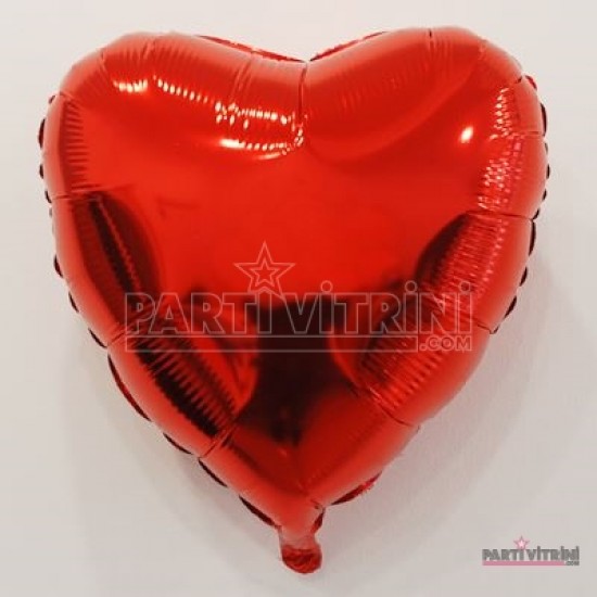 Kırmızı Metalik Kalp Folyo Balon 18"