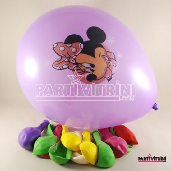 Minnie Mouse Resimli Renkli 12 li Balon Seti