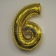 6 Altı Rakamlı Altın Renkli Büyük Folyo Balon 62 Cm