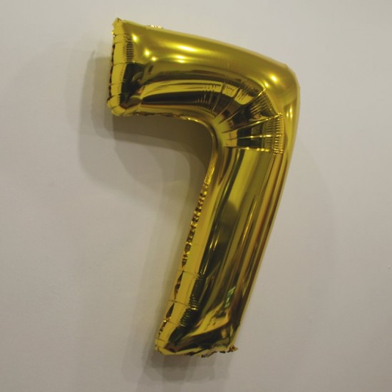 7 Yedi Rakamlı Altın Renkli Büyük Folyo Balon 62 Cm