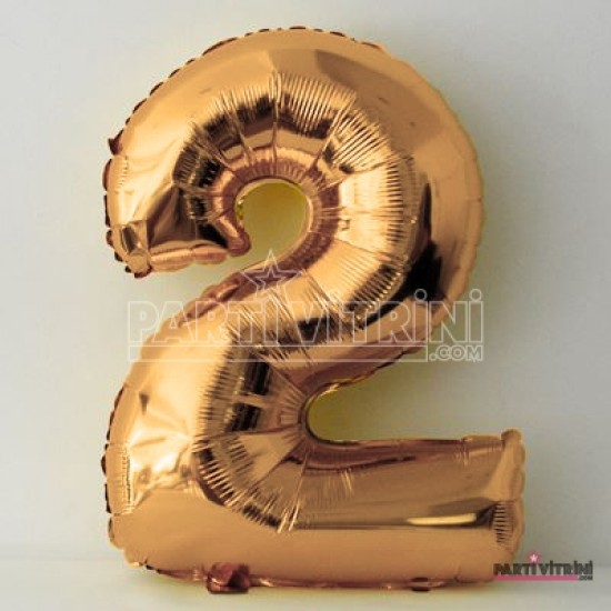 Folyo Balon 2 Rakamlı Altın Renkli Büyük 90 Cm