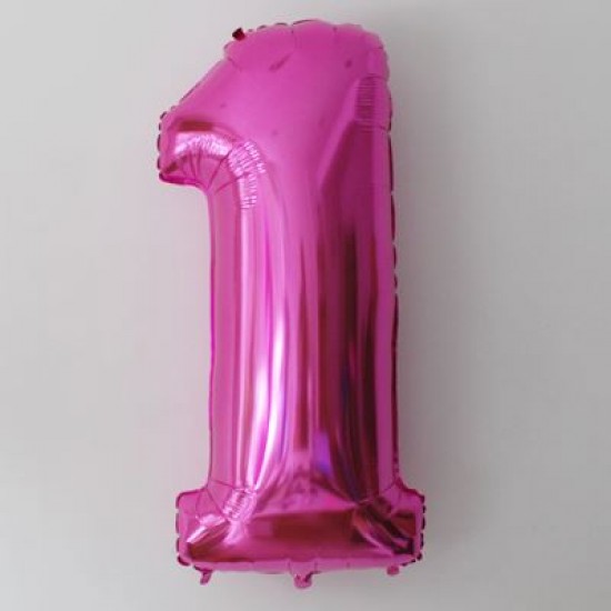 1 Bir Rakamlı Pembe Renkli Büyük Folyo Balon 90 Cm