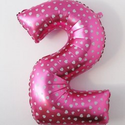 2 İki Rakamlı Kalpli Pembe Dev Folyo Balon 100 Cm
