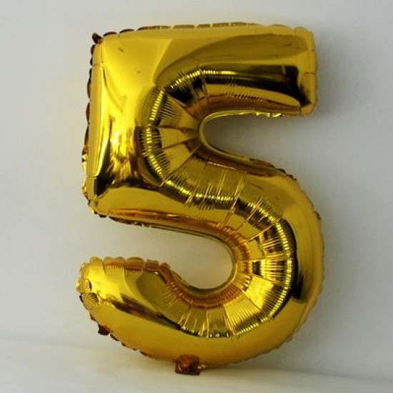 5 Beş Rakamlı Altın Renkli Büyük Folyo Balon 62 Cm