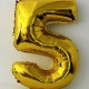 5 Beş Rakamlı Altın Renkli Büyük Folyo Balon 62 Cm