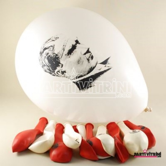 Atatürk Resimli Renkli 12 li Balon Seti