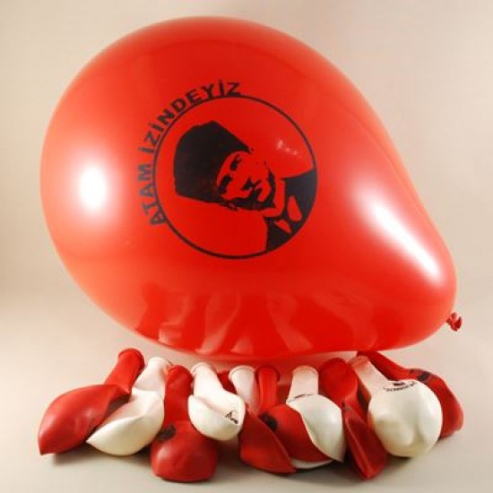 Atatürk Resimli Renkli 12 li Balon Seti