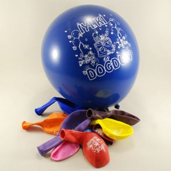 Doğum Günün Kutlu Olsun Renkli 12 li Balon Seti