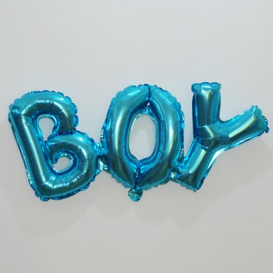 Boy Yazısı Mavi Folyo Balon 70x30 cm