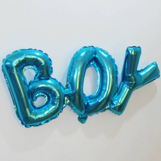 Boy Yazısı Mavi Folyo Balon 70x30 cm