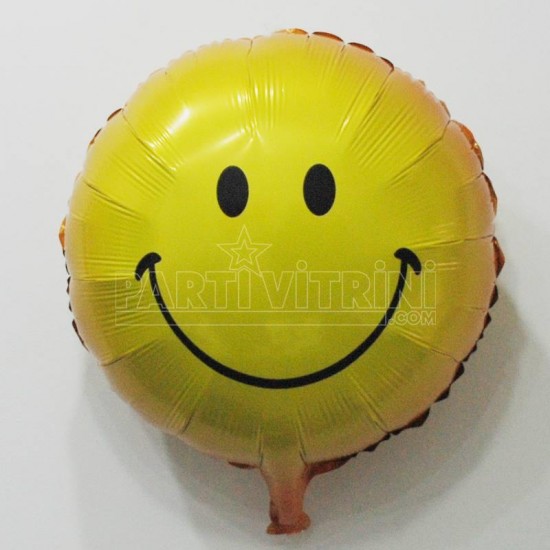 Smiley Görselli Sarı Yuvarlak Folyo Balon 45 Cm