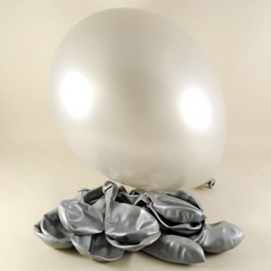 Gümüş Renkli Metalik 12 li Balon Seti