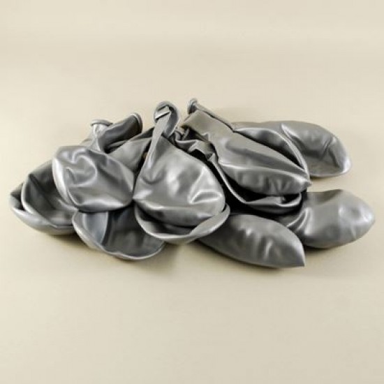 Gümüş Renkli Metalik 12 li Balon Seti