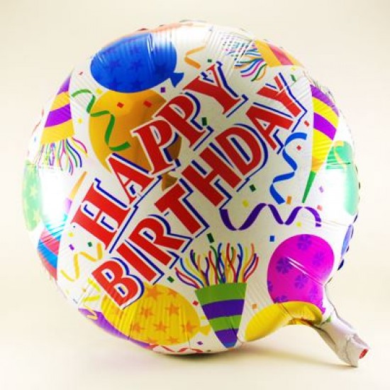 Happy Birthday Beyaz Balonlu Folyo Balon 18"