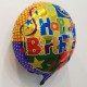 Happy Birthday Rengarenk Yıldızlı Folyo Balon 18"