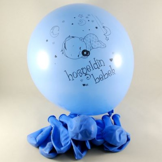 Hoşgeldin Bebek Mavi 12 li Balon Seti