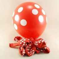 Kırmızı Puantiyeli 12 li Balon Seti