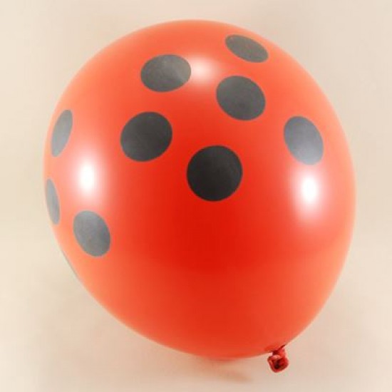 Kırmızı Üzerine Siyah Puantiyeli 12 li Balon Seti