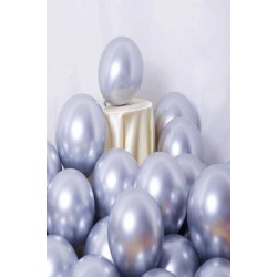 Gümüş Renk Krom Parlak Balon 16 İnç 6 Adet