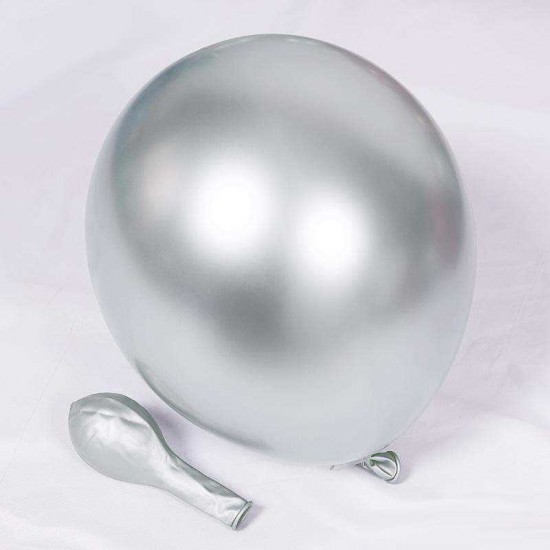 Gümüş Renk Krom Parlak Balon 16 İnç 6 Adet