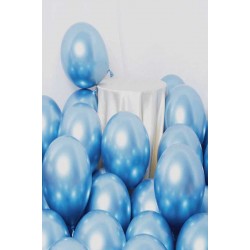 Mavi Renk Krom Parlak Balon 16 İnç 6 Adet