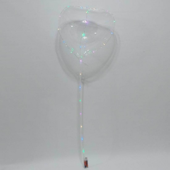 Led Işıklı Şeffaf Kalp Balon
