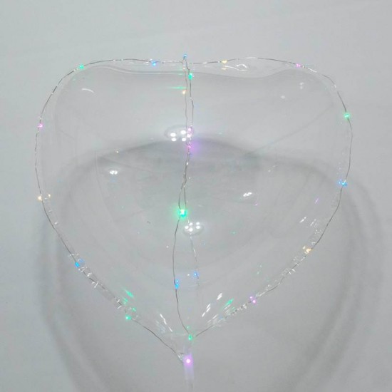 Led Işıklı Şeffaf Kalp Balon