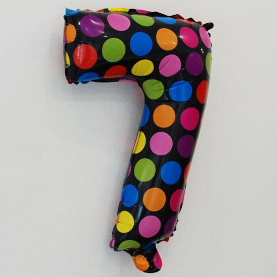 Rakam Balon Rengarenk Puantiyeli Folyo Balon 35 cm