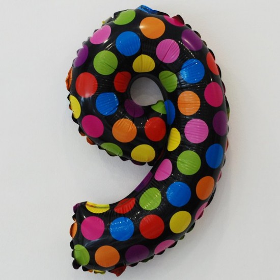 Rakam Balon Rengarenk Puantiyeli Folyo Balon 35 cm