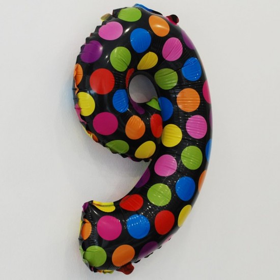 Rakam Balon Rengarenk Puantiyeli Folyo Balon 35 cm