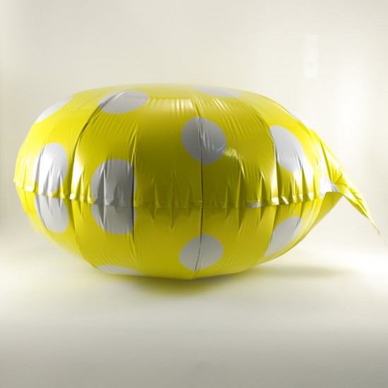 Sarı Üzerinde Beyaz Puantiyeli Folyo Balon 18"