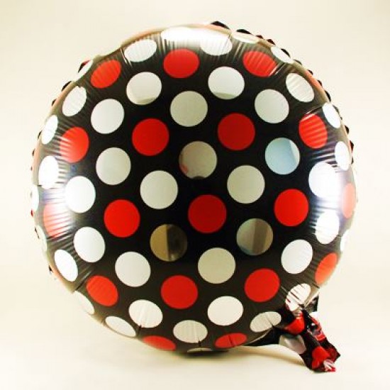 Siyah Üzerinde Ayna Puantiyeli Folyo Balon 18"