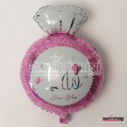 Tek Taş Yüzük Pembe Büyük Folyo Balon 73 Cm