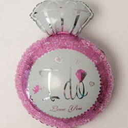 Tek Taş Yüzük Pembe Büyük Folyo Balon 73 Cm