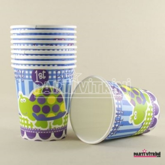 Şirin Kaplumbağa Temalı 1 Yaş Mavi Kağıt Bardaklar